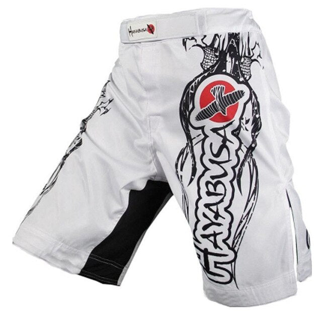 HAYABUSA White Breathable MMA Fight Shorts – Trap, Tap or Snap