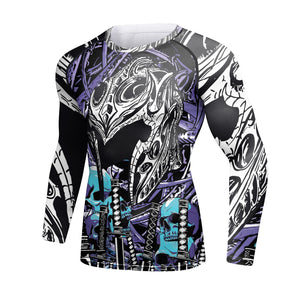 Cody Lundin - Mural Series: Knight Helm -  Long Sleeve MMA  / BJJ  Compression Shirt / Rash Guard