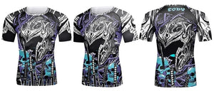 Cody Lundin - Mural Series: Knight Helm -  Short Sleeve MMA  / BJJ  Compression Shirt / Rash Guard