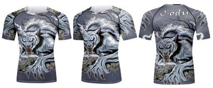 Cody Lundin - Mural Series : Demon Fox - Short Sleeve MMA / BJJ Compression Shirt / Rash Guard