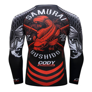 Cody Lundin - "Bushido Carp" - Men's MMA Long Sleeve Compression  Shirt / Rash Guard