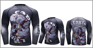 Cody Lundin - "RHINO POWER" - Men's MMA Long Sleeve Compression  Shirt / Rash Guard