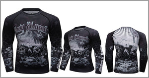 Cody Lundin - "PERFORATED SKULL" - Men's MMA Long Sleeve Compression  Shirt / Rash Guard