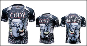 Cody Lundin - "Bull Elephant" - Men's MMA Short Sleeve Compression  Shirt / Rash Guard