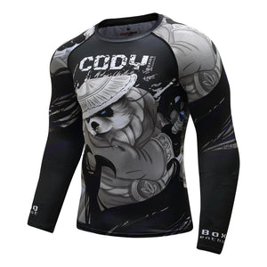 Cody Lundin - "Panda Samurai" - Men's MMA Long Sleeve Compression  Shirt / Rash Guard