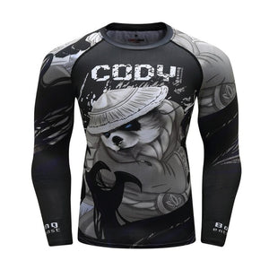 Cody Lundin - "Panda Samurai" - Men's MMA Long Sleeve Compression  Shirt / Rash Guard