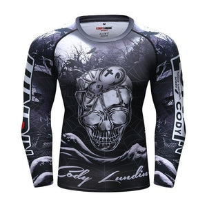 Cody Lundin - "Skull Spider" - Men's MMA Long Sleeve Compression  Shirt / Rash Guard