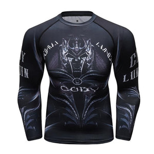 Cody Lundin - "BLACK KNIGHT" - Men's MMA Long Sleeve Compression  Shirt / Rash Guard