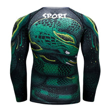 Cody Lundin - "Green Serpent" - Men's MMA Long Sleeve Compression  Shirt / Rash Guard