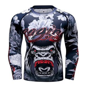 Cody Lundin - "Ragin Gorilla" - Men's MMA Long Sleeve Compression  Shirt / Rash Guard